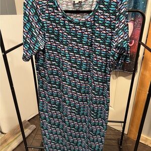 LuLaRoe Multicolor Geometric Midi Dress